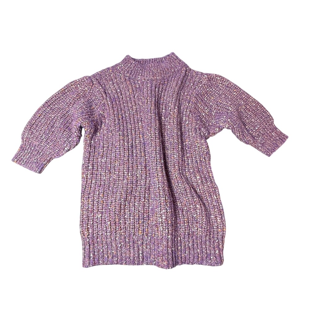 Maurices Purple Knit‎ Sweater Mock Neck Puff Sleeve Pullover Top Large